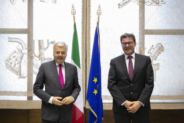 Il Ministro Giorgetti e il Commissario Reynders