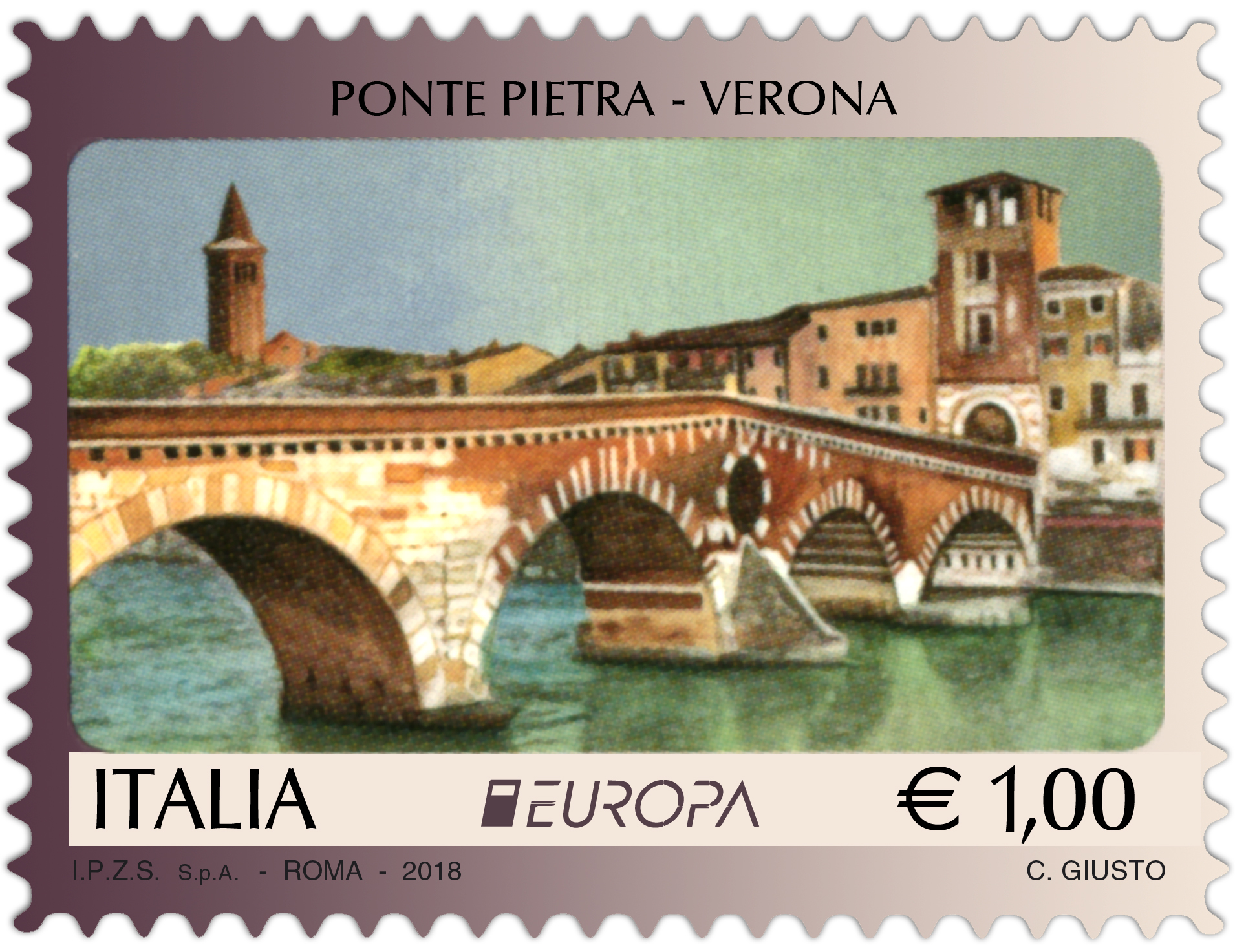 Francobollo Ponte Pietra Verona